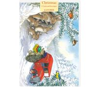 Hedgehog postman delivering parcels, Molly Brett Christmas Cards, A6 Size, Pack of 5, White Envelopes, 149mm x 105mm, Traditional Greeting