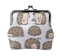 Hedgehog, PU Leather Coin Purse, Small Wallets, Change Pouch with Kiss Lock Clasp Buckle, Change Purse