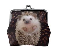 Hedgehog, PU Leather Coin Purse, Small Wallets, Change Pouch with Kiss Lock Clasp Buckle, Change Purse