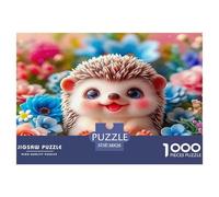 Hedgehog Puzzle for Adults 1000 Pieces - Hedgehog Blooming Flowers Colorful Lively Lovely Challenging Game Toys Gift for Home Wall Decoration Great Gift Idea38x26cm/1000pcs