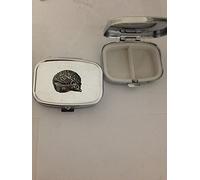 Hedgehog R156 made of fine English Pewter on a travel silver rectangular Metal Pill Box