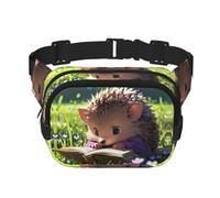 Hedgehog reading seriously Printed multifunctional waist bag, unisex trendy messenger bag, travel sports storage bag