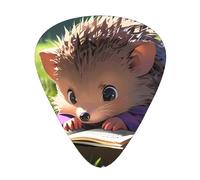 Hedgehog reading seriously Printed pick set - 12 pieces, thin, medium and thick guitar picks, suitable for guitar, bass, electric guitar and ukulele