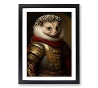 Hedgehog Renaissance Framed Print | A2 Black Framed Wall Art | Ready to Hang | Modern Nature Picture | Living Room Bedroom Lounge Office