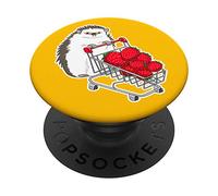 Hedgehog Shopping Strawberries Funny Animal Puns Jokes Gift PopSockets PopGrip: Swappable Grip for Phones & Tablets