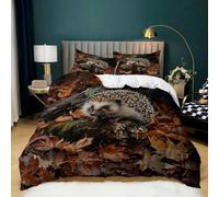 Hedgehog Single Duvet Cover Set Animal Bedding Sets 3D Print 3 Pieces Soft Brushed Microfiber Quilt Cover 135x200 cm + 2 Pillowcases with Zipper 7373-K