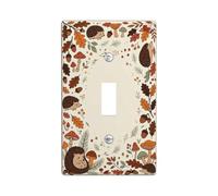 Hedgehog Single Light Switch Cover Plate, Fanciful Nature-inspired Mushroom Leaf Fall Beige Standard Size Switch Plate Decorative for Home Living Room New Apartment Decor