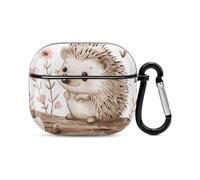 Hedgehog Sitting on Top Bluetooth Earbuds Case Cover Full Body Shockproof Protection Hard Case Support Wireless Charging with Keychain Personalized Gift for AirPods 3