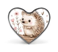 Hedgehog Sitting on Top Cute Cartoon Sheep Lapel Pin - Heart Shape Brooch Pins for Men & Women Suit Accessories, 1" Lightweight Enamel Lapel Pins Buttons for Backpacks, Hats, Bags, Lanyards