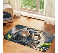 Hedgehog Sitting On Top Dog Food Mats for Floors, 16x24 Inch Non-Slip Super Absorbent Pet Food Mat, Dishwasher Dog Mat for Food and Water, Cute Rubber Quick Dry Pet Feeding Mat for Dogs Puppy Cats