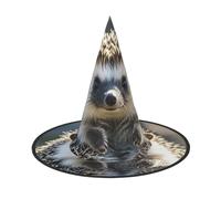 Hedgehog Sitting On Top Halloween Witch Hats 3 Pcs, Witches Hat Mens Womens Floating Hats Costume Accessories Indoor Outdoor Halloween Decorations For Porch Yard Indoor Outdoor Decor Party Supplies
