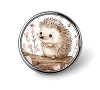 Hedgehog Sitting on Top Lapel Pin Fashion Brooch Pin Cute Button Badges Round Button Pins Enamel Pins Metal Pins back for Hat Shirt Clothing Bags Decoration