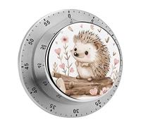 Hedgehog Sitting on Top Magnetic Timer Manual Kitchen Timers for Cooking Cute Egg Timers Loud Countdown Clock Mechanical Countdown Timer for Classroom Gym Baking Exercise Study Workout Clock