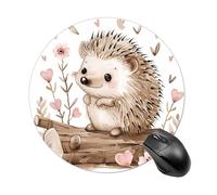 Hedgehog Sitting on Top Mouse Pad Round Computer Mousepad Cute Mouse Pads with Non-Slip Rubber Base Mouse Mat for Laptop Gaming Office Home