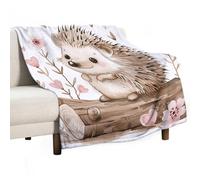 Hedgehog Sitting on Top Throw Blanket 50"x60" - Super Soft Flannel Fleece, Lightweight Blankets for All Seasons, Reversible Blanket for Couch Bed Travel & Gifts