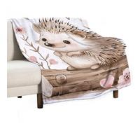 Hedgehog Sitting on Top Throw Blanket 50"x70" - Super Soft Flannel Fleece, Lightweight Blankets for All Seasons, Reversible Blanket for Couch Bed Travel & Gifts