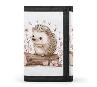 Hedgehog Sitting on Top Wallet, Unisex Tri-Fold Wallet with Card Slots & Keychain, Lightweight & Minimalist Wallets for Travel, Daily Use, Gifts
