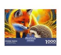 Hedgehog Sleeping Beside Apple Under Moonlight Premium Material Design Ideal Leisure Game, Great for Family Time And Indoor Relaxation Activities 38x26cm/1000pcs