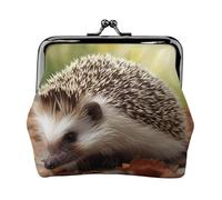 Hedgehog Small Coin Purse For Women, Kiss-Lock Wallet Leather Cute Coin Wallet Mini Coin Pouch Change Purse Key Holder
