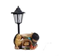 Hedgehog Solar Light Garden Statue with Resin Flower Pot | Charming 33cm tall solar powered hedgehog ornament for patio lawn and outdoor decoration