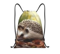 Hedgehog Sports Backpack Foldable Gym Sack Backpack Lightweight Draw String Back Bag For Sport Climbing School 39X46Cm