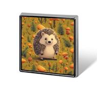 Hedgehog Square Lapel Pin for Men Women Personalized Lapel Badge Metal Brooch Printed Aluminum Alloy Memorial Pins for Backpack Clothing Decoration Business