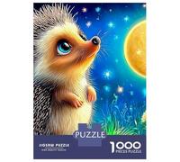 Hedgehog Stargazing 1000 Pcs 3-Layer Cardboard Hedgehog at Starry Night Jigsaw, Brain Training, Stress Relief, Wall Decor & Office Break Gift 38x26cm/1000pcs