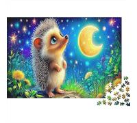 Hedgehog Stargazing 1000 Piece Jigsaw Puzzles for Adults & Teens Hedgehog Under Moon Recycled Paper | Family Game & Gift 52x38cm/1000pcs