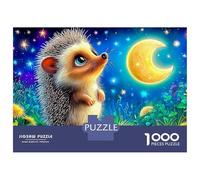 Hedgehog Stargazing 1000 Pieces Recycled Board Moonlit Puzzles for Adults Mindfulness Activity Full Size Poster Collector's Box 70x50cm/1000pcs