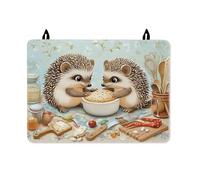 Hedgehog Stove Top Cover for Electric Stove, Fanciful Cute Bowl Food Spring Pastel Blue Waterproof Flat Top Electric Protector Mat Everyday Kitchen Use Decor 28x20 Inch