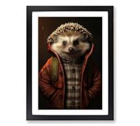 Hedgehog Tachisme Framed Print | A2 Black Framed Wall Art | Ready to Hang | Modern Nature Picture | Living Room Bedroom Lounge Office