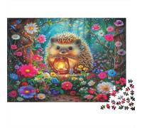 Hedgehog Thick Cardboard Puzzle Hedgehog with Lantern Cognitive Development for Kids Family Fun Activity Unique for All 1000 Piece Jigsaw Puzzle 52x38cm/1000pcs