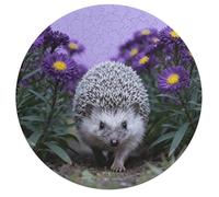 Hedgehog Through Asters Jigsaw Puzzle Challenging Round Animals Puzzle Wooden Jigsaw Puzzles for Adults Families 195 PCS