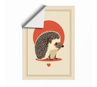 Hedgehog Under Sun Mid-Century Unframed Wall Art Print A1 (84.1×59.4cm), Wall Decor for Living Room, Bedroom, Office & Home, Art Gift