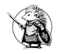 Hedgehog Warrior Vintage Logo line Art Concept and Hand Drawn Vinyl Wall Stickers 42x42cm Easy Installation Black