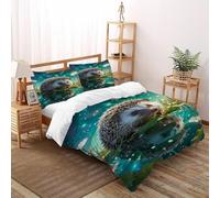 Hedgehog Water Bedding Set 3D Digital Printing Animal Theme Duvet Cover Set 3 Pieces Microfiber Quilt Cover Suitable for Family,couple,children with Pillow Super King（260x220cm）