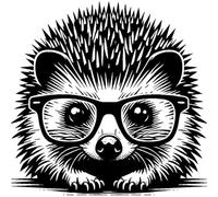 'Hedgehog Wearing Glasses' Rubber Stamp - Unmounted Design for Crafting & Scrapbooking, A8 (RS00056462)