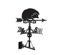 Hedgehog Weathervane Cast Iron & Steel Garden Roof Weather Vane with Universal Mounting Bracket & Directional Arrow, Midnight Black Finish
