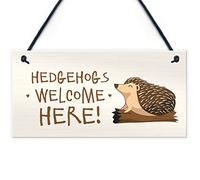 Hedgehog Welcome Here Sign Garden Signs And Plaques Outdoor Decking Sign