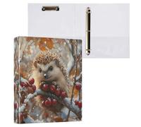 Hedgehog Winter Berry 3 D-Ring Binder A4 1 Pack with 200 Sheet for Kids School Supplies Women Men Office