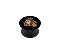 Hedgehog Witch on Broom with Stars PopSockets Adhesive PopGrip