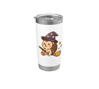 Hedgehog Witch on Broom with Stars Stainless Steel Insulated Tumbler