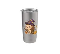 Hedgehog Witch on Broom with Stars Stainless Steel Insulated Tumbler