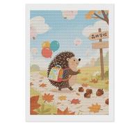 Hedgehog with Backpack Diamond Art Kits for Adults 12"x16" DIY Diamond Painting Kit for Beginners Gem Art Painting with Round Full Drill Diamonds DIY Paint Paintings for Home Wall Decor Gift