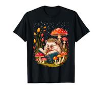 Hedgehog with Books Reading Cottagecore Aesthetics T-Shirt