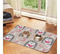 Hedgehog With Heart Love,Waterproof Pet Feeding Mat,PU Leather Placemats for Cat Dog Water Bowl,Food Mats,40x60cm