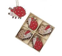 Hedgehog Wooden Painted Christmas Tree Decorations
