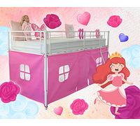 HedgehogEmporium Tent for Midsleeper Cabin Bed Mid sleeper Rose Pink with Windows