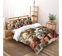 Hedgehogs Christmas Bedding Set 3D Digital Printing Animal Themes Wildlife Duvet Cover Set Microfiber Quilt Cover 3 Pieces for Boys & Girls with Pillowcase Super King(260x220cm)