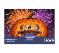 Hedgehogs Doing Trampoline Gymnastics Wooden Jigsaw Puzzle Waterproof 1000 Piece Puzzles for Adults Gifts Colourful Challenging Games
